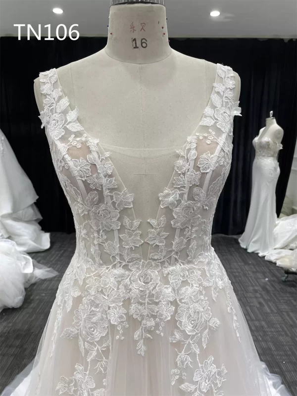 Premium Custom Made Sleeveless Applique A Line Dress TN106 - Image 5