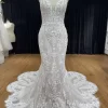 Spaghetti Straps Plunge Neckline Backless Mermaid Dress TN162