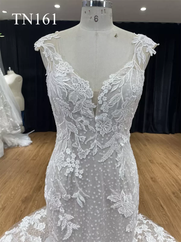 Capped Sleeve Sparkling Tulle Big Floral Mermaid Dress TN161 - Image 3