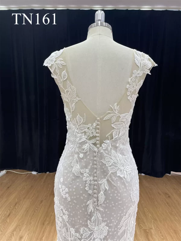 Capped Sleeve Sparkling Tulle Big Floral Mermaid Dress TN161 - Image 4