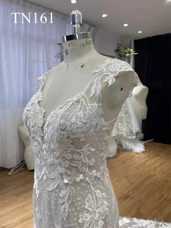 Capped Sleeve Sparkling Tulle Big Floral Mermaid Dress TN161 - Image 5