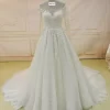 Simple Long Sleeve A Line Wedding Gown N020