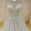 Simple Long Sleeve A Line Wedding Gown N020 - Image 3