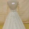 Simple Long Sleeve A Line Wedding Gown N020 - Image 4