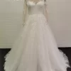 Simple Long Sleeve A Line Wedding Gown N020 - Image 5