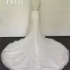 3D Flower Lace Applique Deep Plunge Mermaid Dress TN131 - Image 2