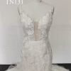 3D Flower Lace Applique Deep Plunge Mermaid Dress TN131 - Image 3