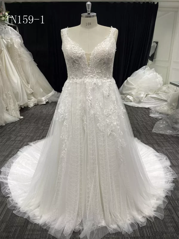Beautiful Lace String Tulle A Line Wedding Dress TN159-1