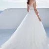 Premium Custom Made Capped Sleeve Chiffon A Line Dress TN105
