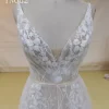 Sleeveless Glitter Sequins Deep V Cut and Open Back Bridal Dress TN062 - Image 3