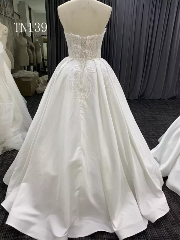 Sweetheart Neckline Lace Bodice Satin Skirt Ballgown Dress TN139 - Image 2