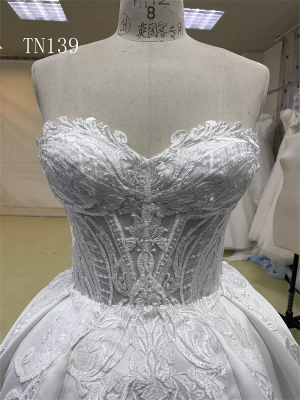 Sweetheart Neckline Lace Bodice Satin Skirt Ballgown Dress TN139 - Image 3