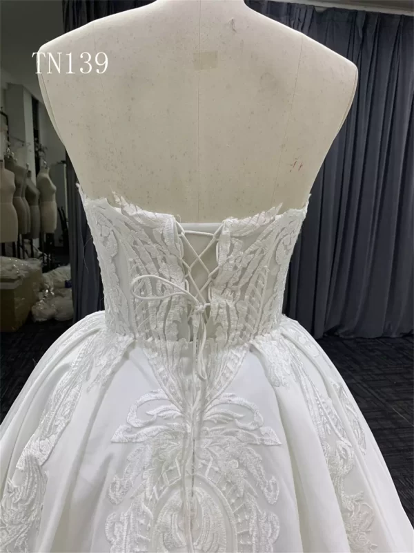 Sweetheart Neckline Lace Bodice Satin Skirt Ballgown Dress TN139 - Image 4